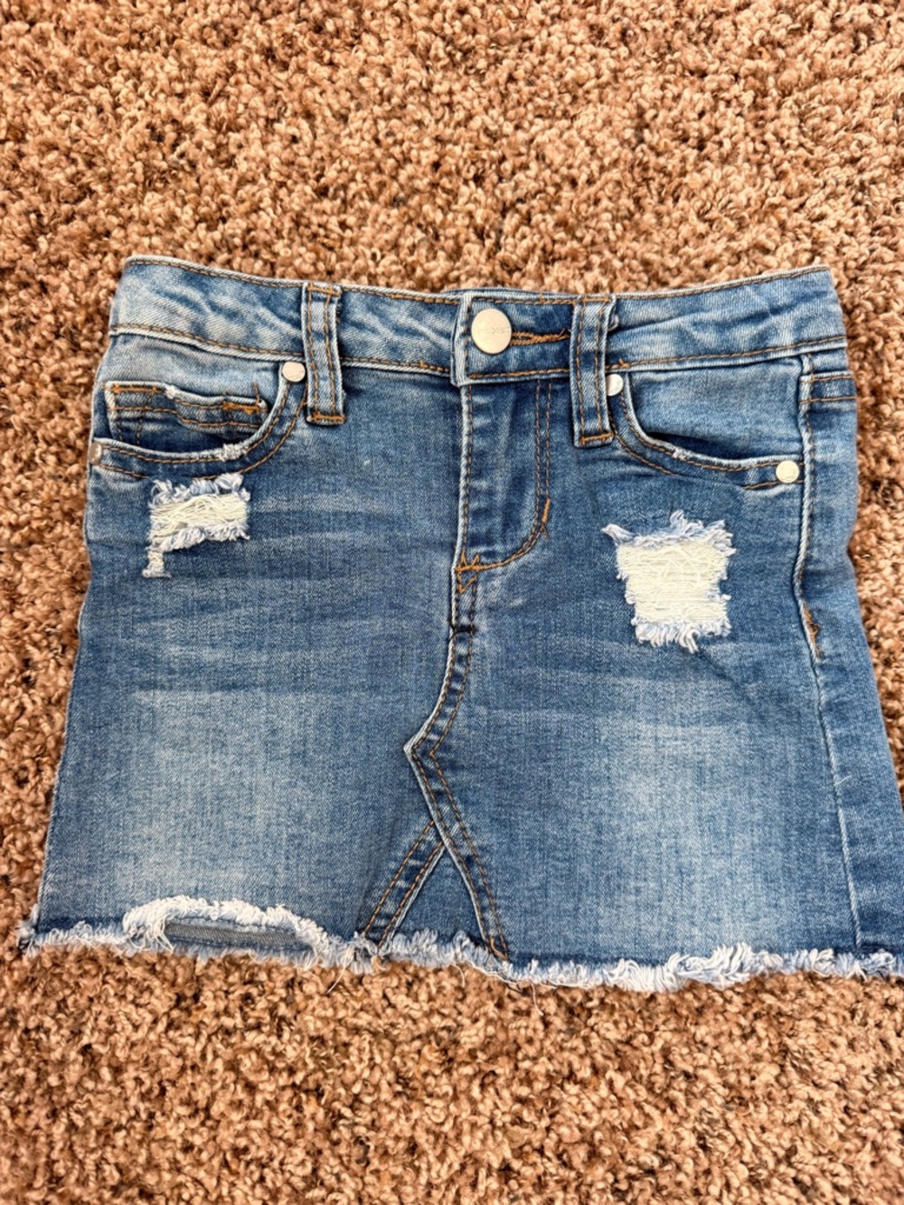 Distressed Blue Denim Mini Skirt